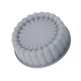 1pc Silicone Charlotte Cake Pan; Reusable Round Baking Molds For Strawberry Shortcake Cheesecake Brownie Tart Pie; 7.68*2.4in (Color: Grey)